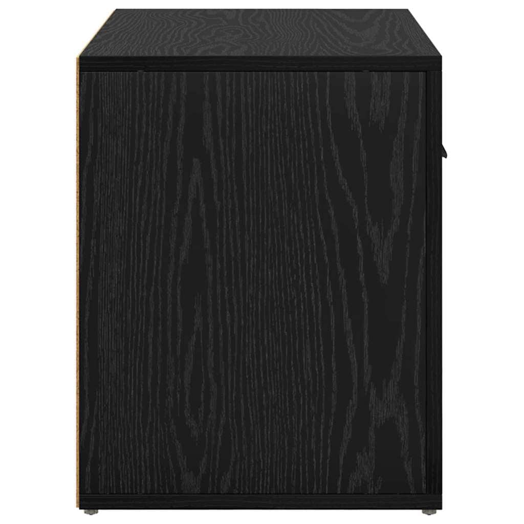 Compact Bedside Cabinet Black oak Engineered wood - Home Dacor