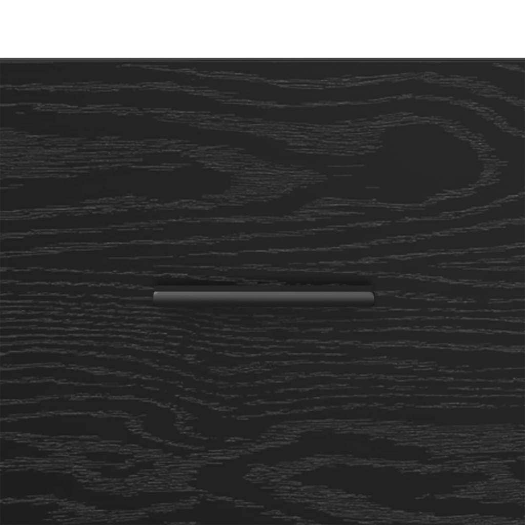 Compact Bedside Cabinet Black oak Engineered wood - Home Dacor