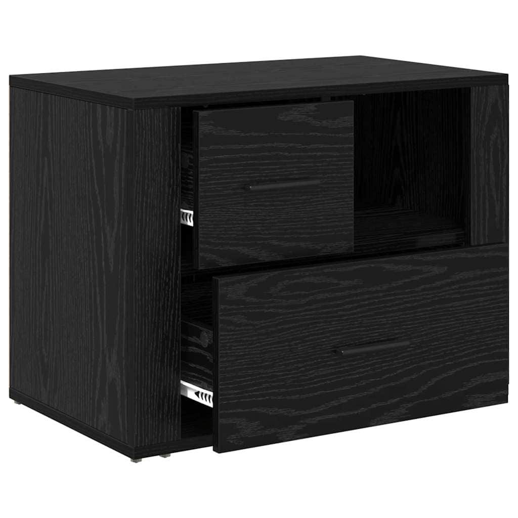 Compact Bedside Cabinet Black oak Engineered wood - Home Dacor