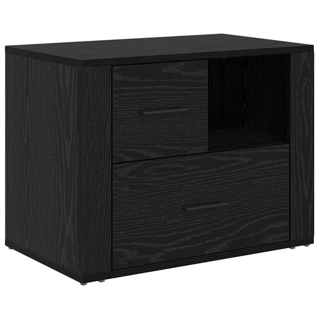 Compact Bedside Cabinet Black oak Engineered wood - Home Dacor