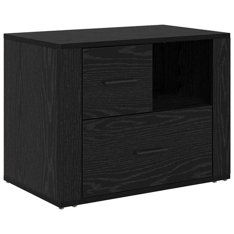 Compact Bedside Cabinet Black oak Engineered wood - Home Dacor