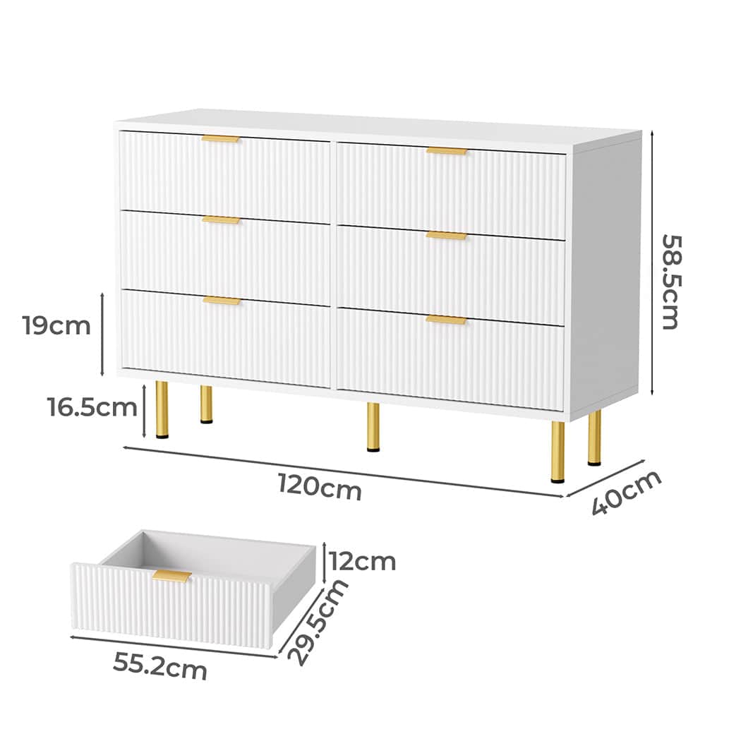 Compact Chest of 6 Drawers  Multipurpose Use Classic Durable