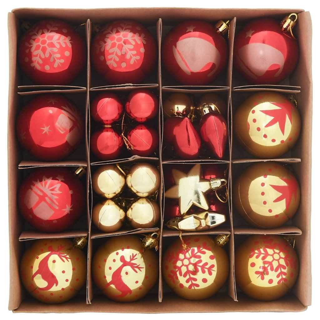 Compact Christmas Bauble Set 40 pcs Gold and Red - Designer Finish