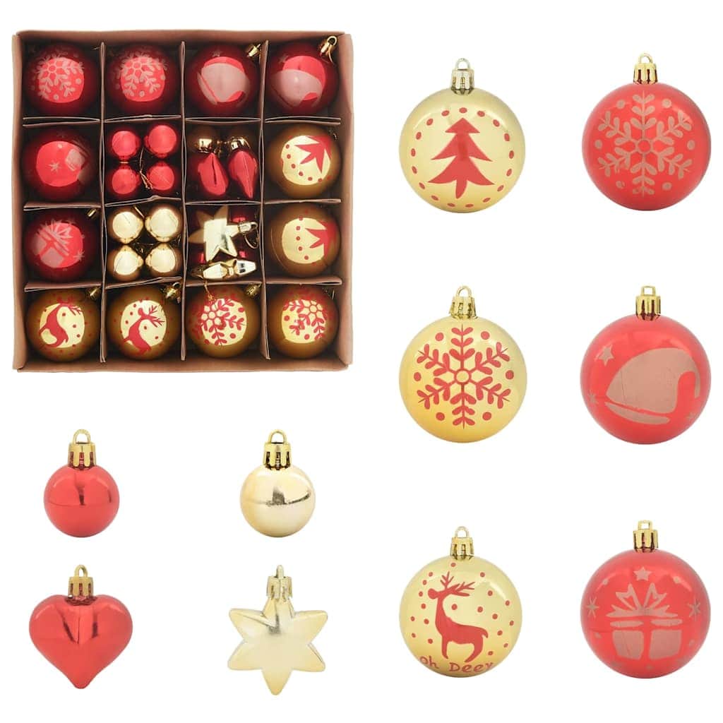 Compact Christmas Bauble Set 40 pcs Gold and Red - Designer Finish