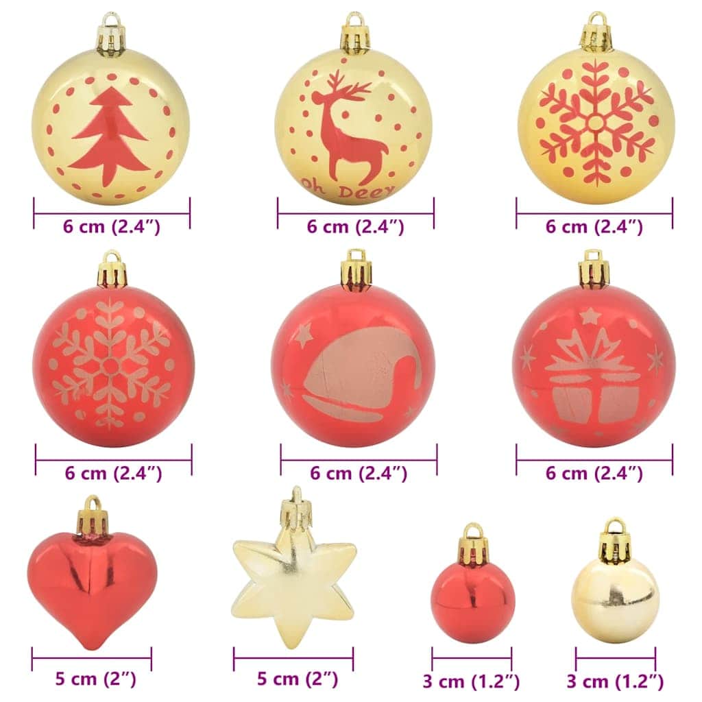 Compact Christmas Bauble Set 40 pcs Gold and Red - Designer Finish