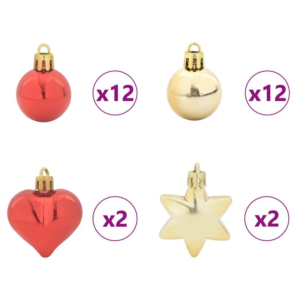 Compact Christmas Bauble Set 40 pcs Gold and Red - Designer Finish