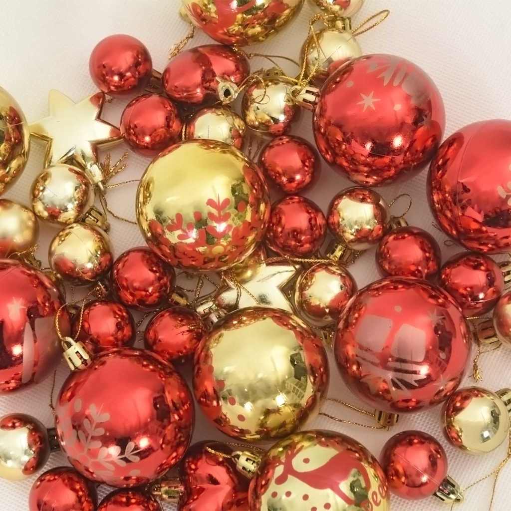 Compact Christmas Bauble Set 40 pcs Gold and Red - Designer Finish