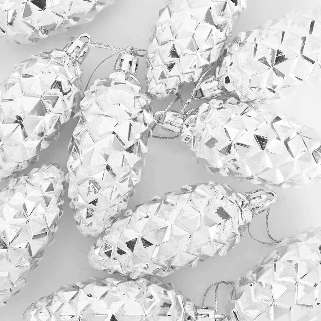 Compact Christmas Pine Cone Ball 40 pcs Silver - Premium Comfort