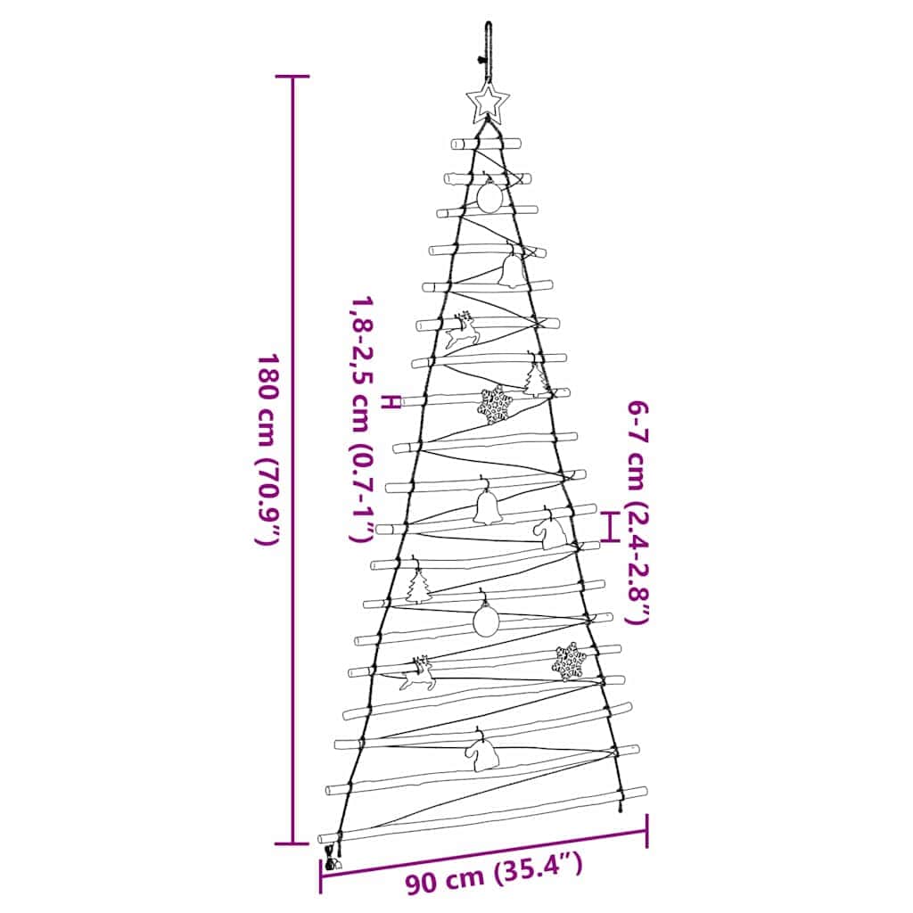 Compact Christmas Tree with 100 LEDs Natural 180cm Solid Ash wood - Sturdy