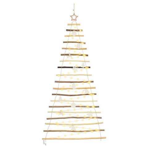 Compact Christmas Tree with 100 LEDs Natural 180cm Solid Ash wood - Sturdy