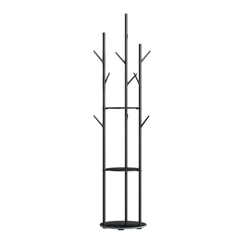 Compact Coat Rack Clothes Stand 8 Hook Organizer Black  Space-Saving