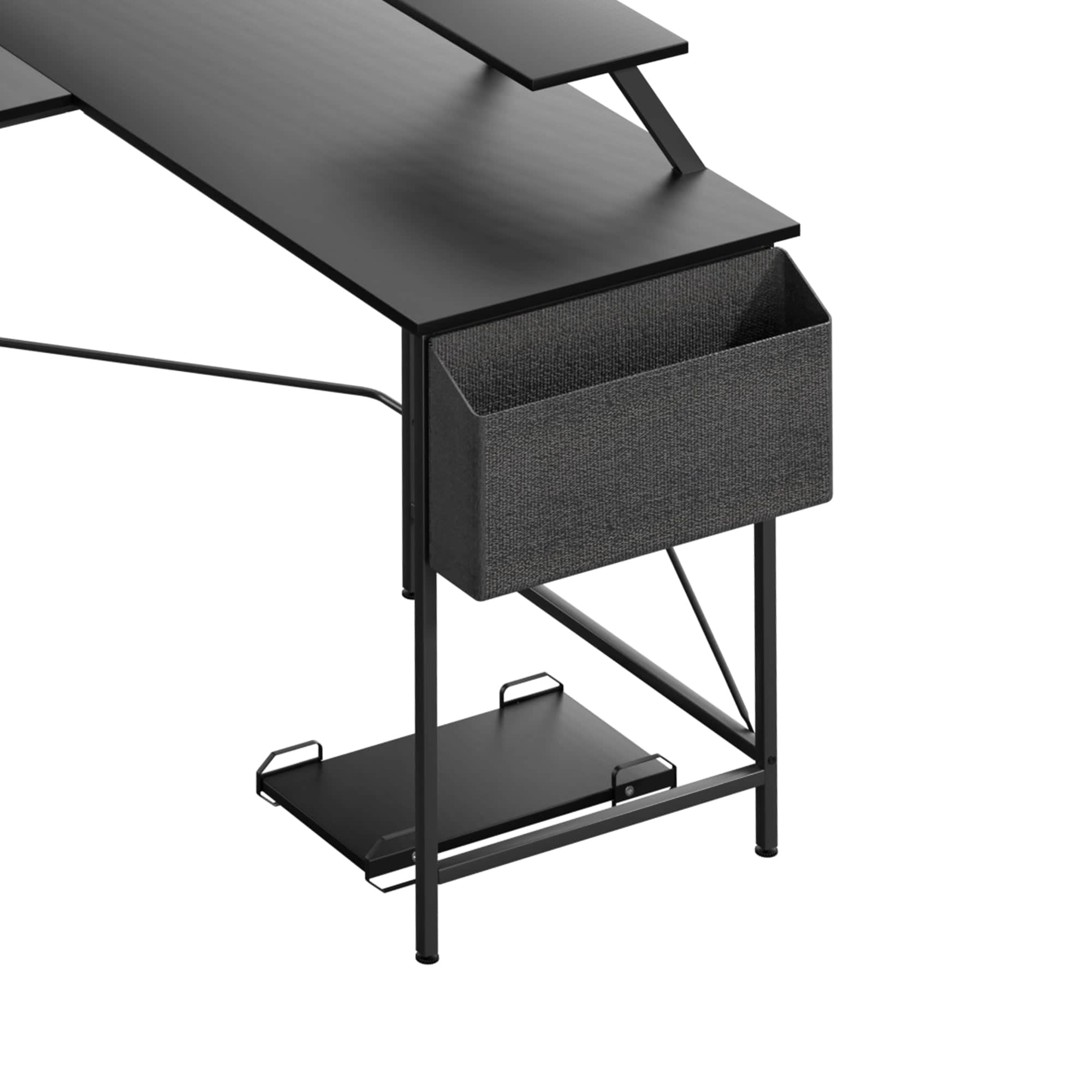 Compact Computer Desk Corner Desk Black  Adjustable Height Classic