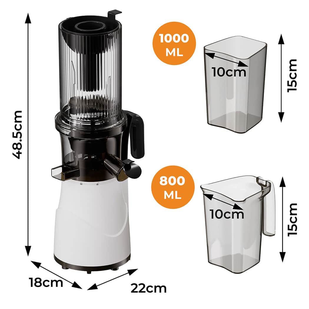 Compact Electric Cold Press Juicer Whole Fruit  Easy Assembly