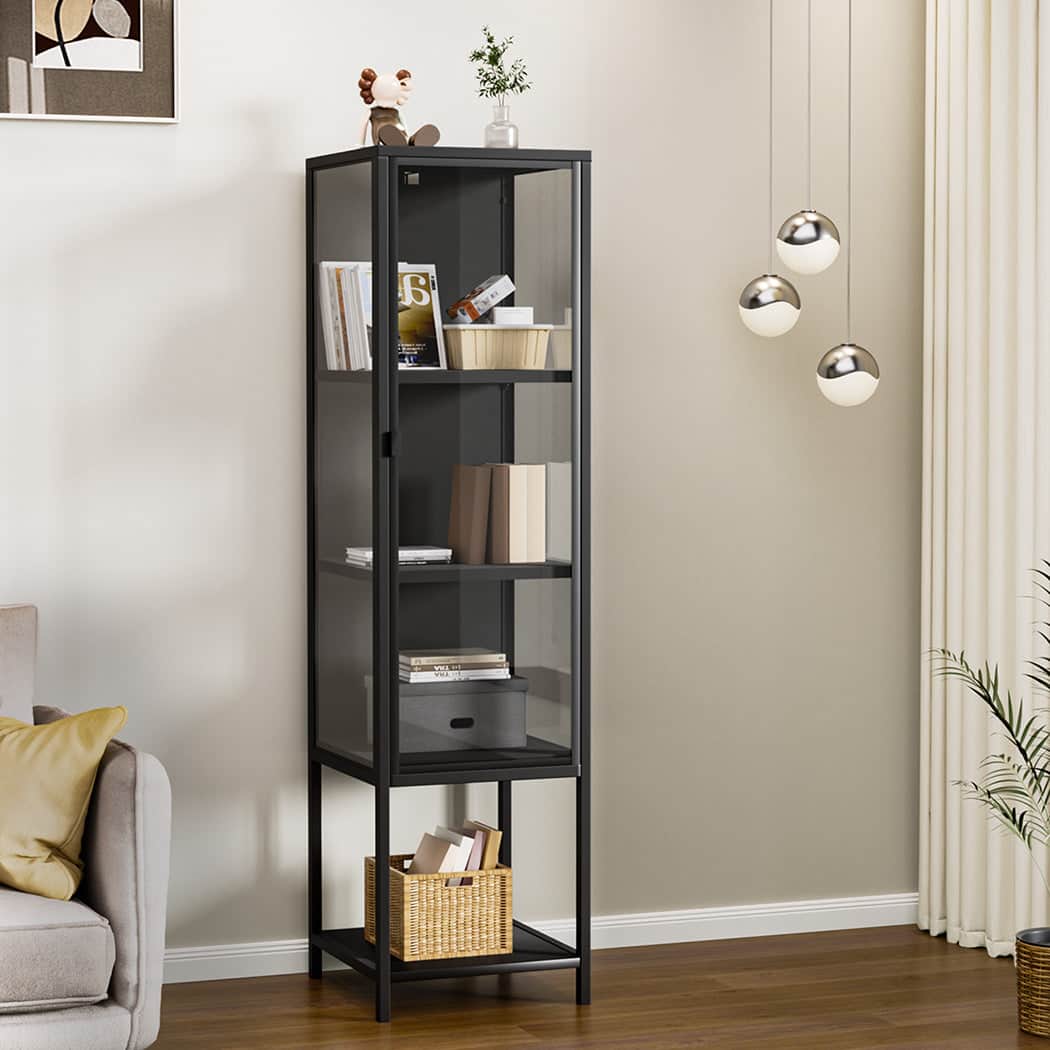 Compact Glass Display Cabinet Collections Storage  High Back Support