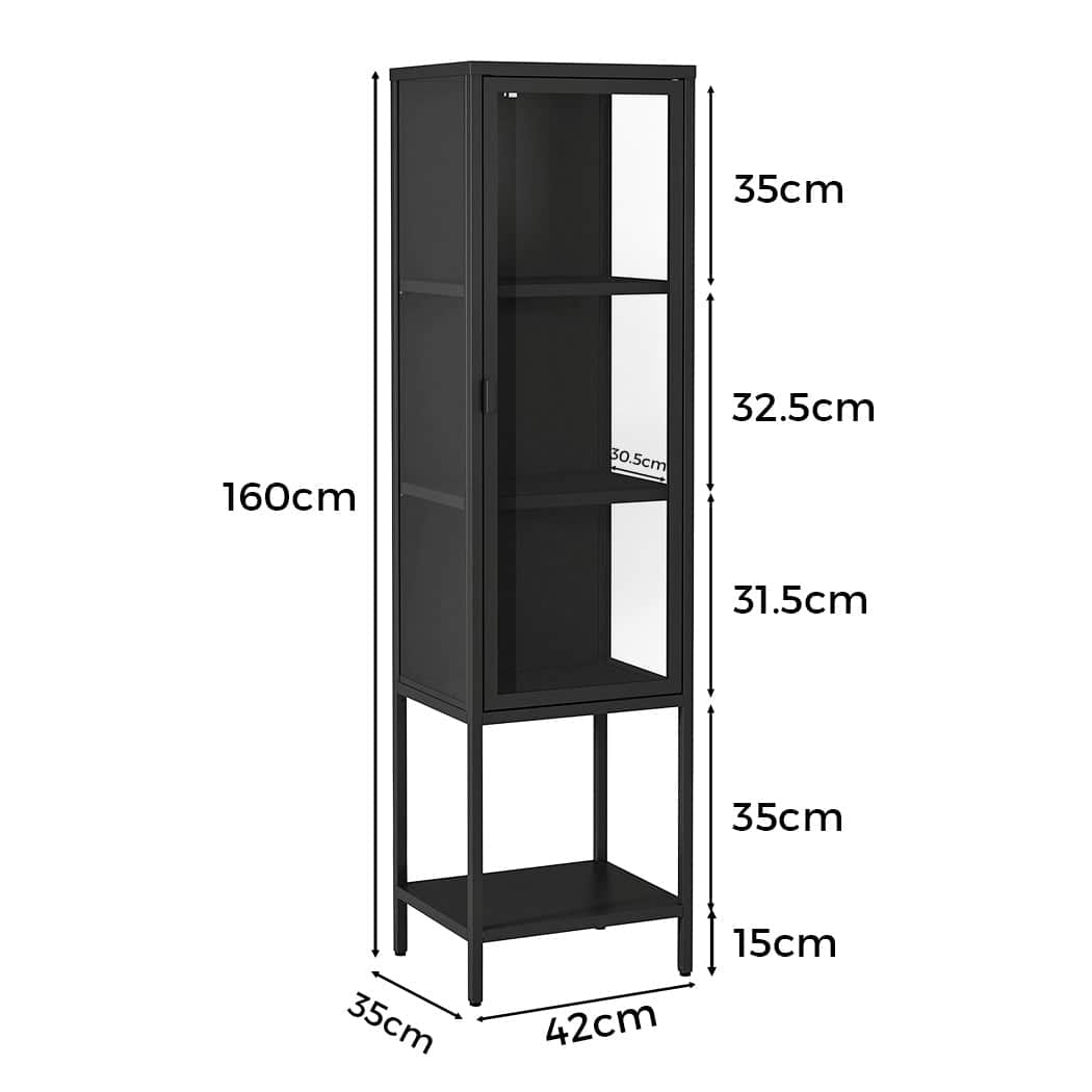 Compact Glass Display Cabinet Collections Storage  High Back Support