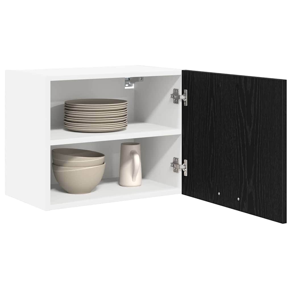 Compact Hanging Cabinet Riga 2 pcs Black Oak and White - Soft