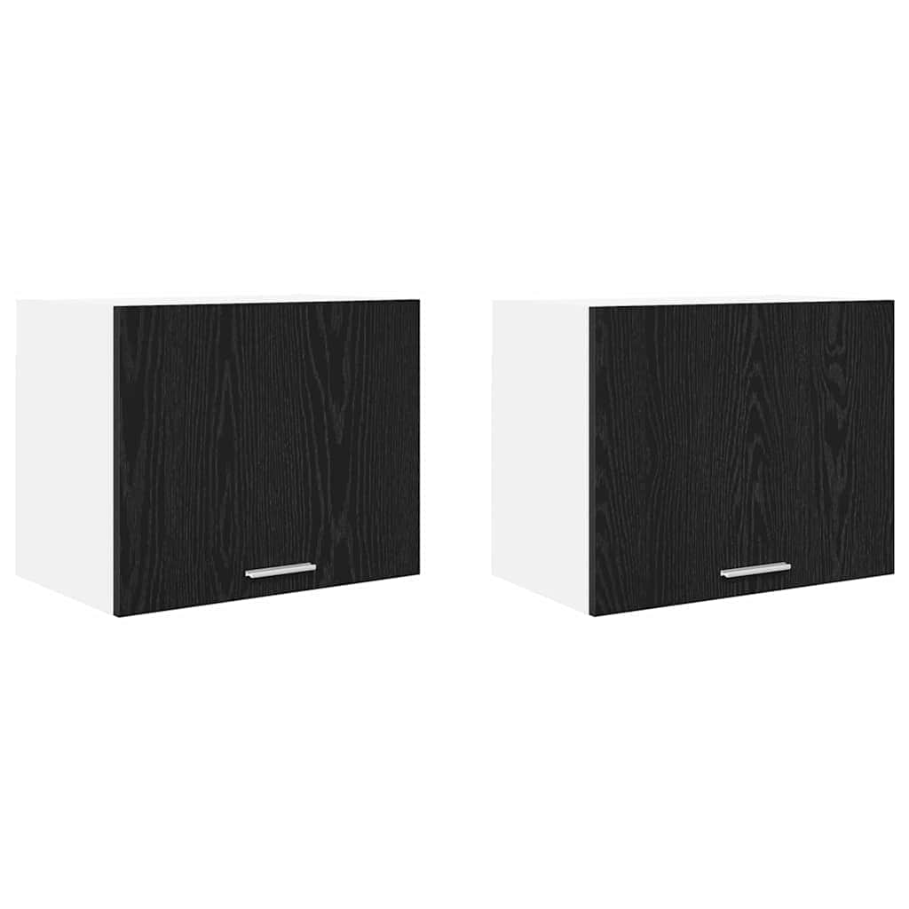 2 Pcs - Compact Hanging Cabinet Riga 2 pcs Black Oak and White - Soft