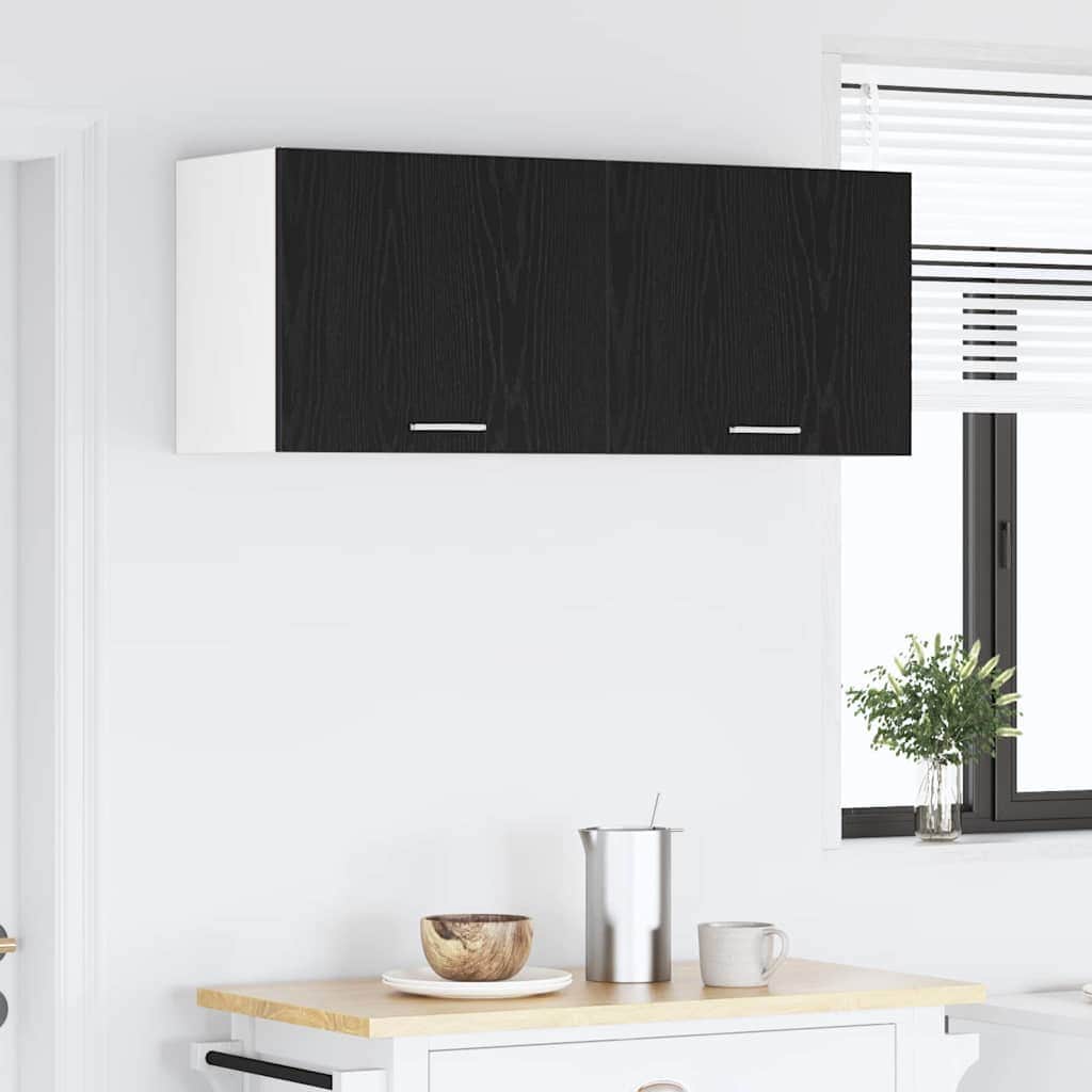 3vty - Compact Hanging Cabinet Riga 2 pcs Black Oak and White - Soft