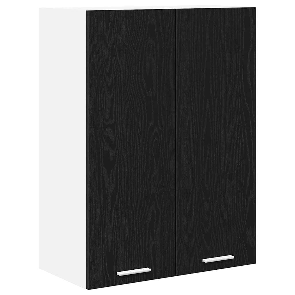 Black colour - Compact Hanging Cabinet Riga Black Oak Engineered Wood - Durable