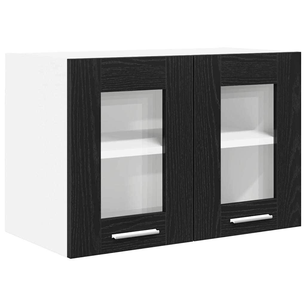 Compact Hanging Cabinet with Shelf Riga 2 pcs Black Oak