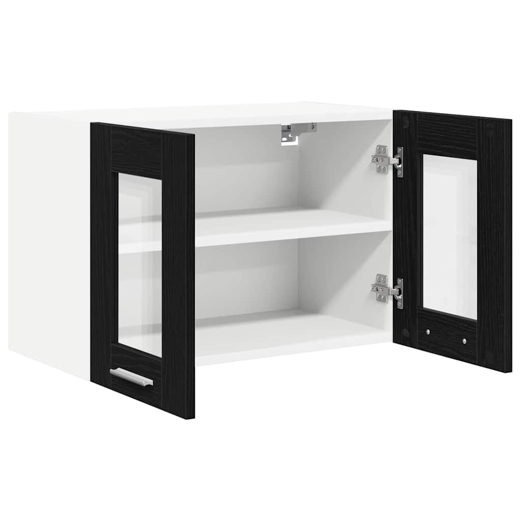Compact Hanging Cabinet with Shelf Riga 2 pcs Black Oak