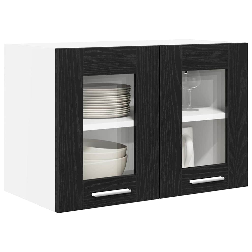 Compact Hanging Cabinet with Shelf Riga 2 pcs Black Oak