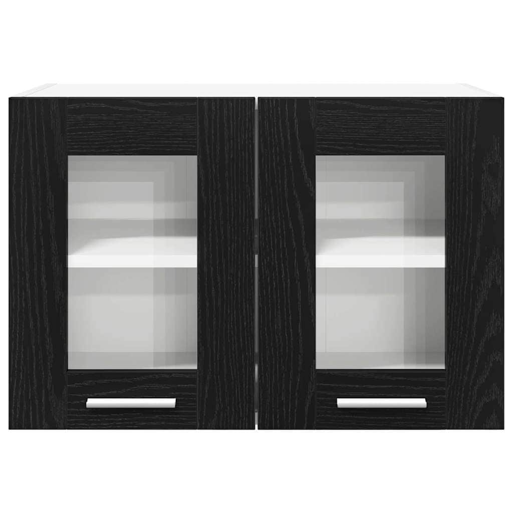 Compact Hanging Cabinet with Shelf Riga 2 pcs Black Oak