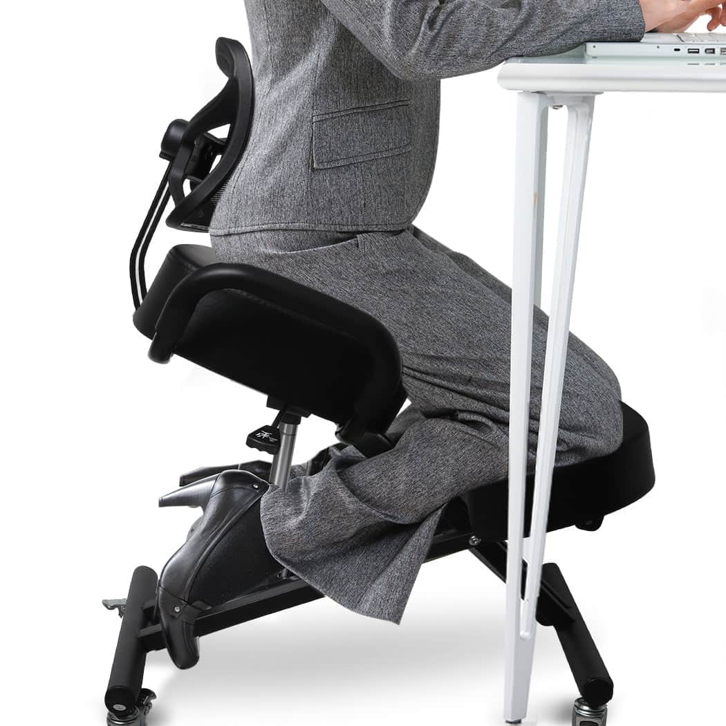 Compact Kneeling Chair Office Ergonomic Black  Soft Cushion