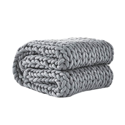 Compact Knitted Weighted Blanket Chunky Grey Kids  Scandi Inspired