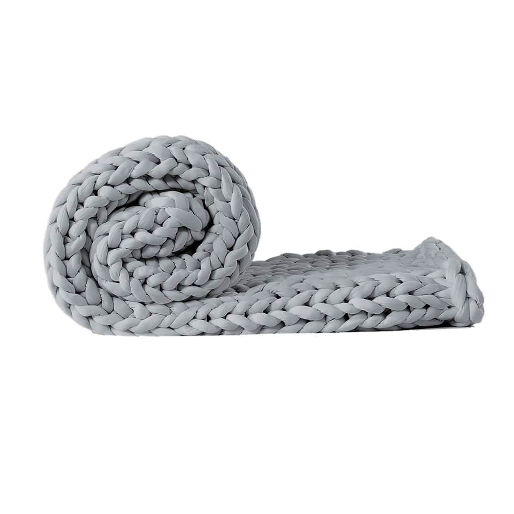 Compact Knitted Weighted Blanket Chunky Grey Kids  Scandi Inspired