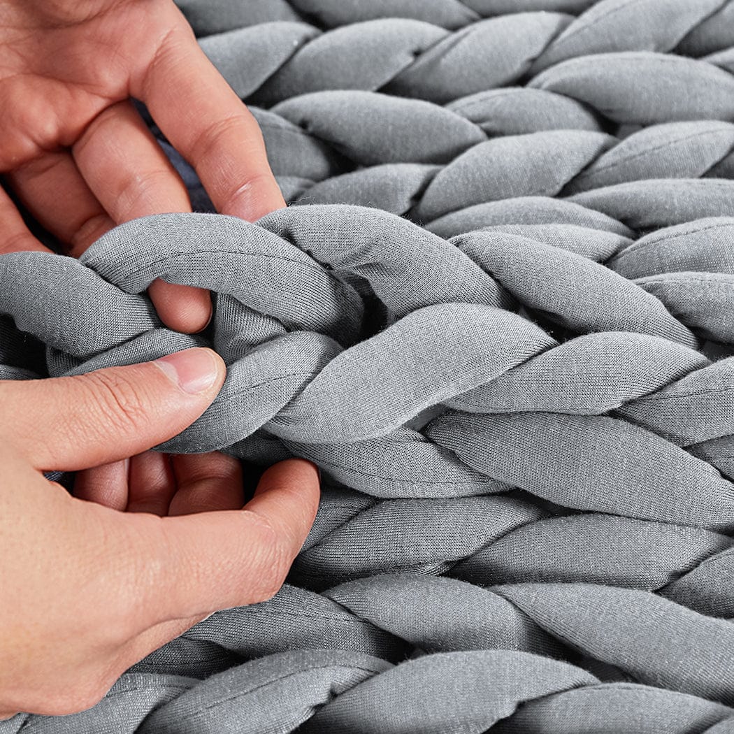 Compact Knitted Weighted Blanket Chunky Grey Kids  Scandi Inspired with Grey colour