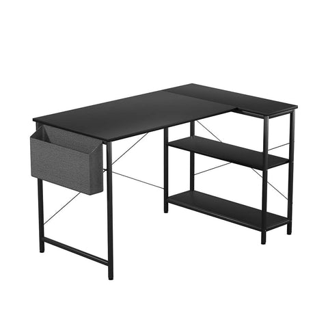 Compact L Shaped Computer Desk Corner Desk Black  Foldable Function