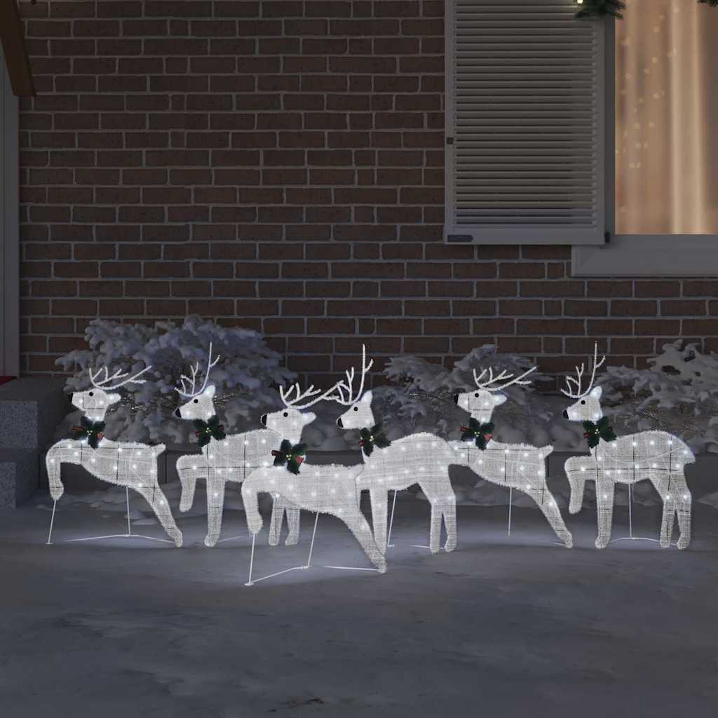 Compact LED Reindeers 6 pcs Silver Fabric - Comfortable Design | Silver colour