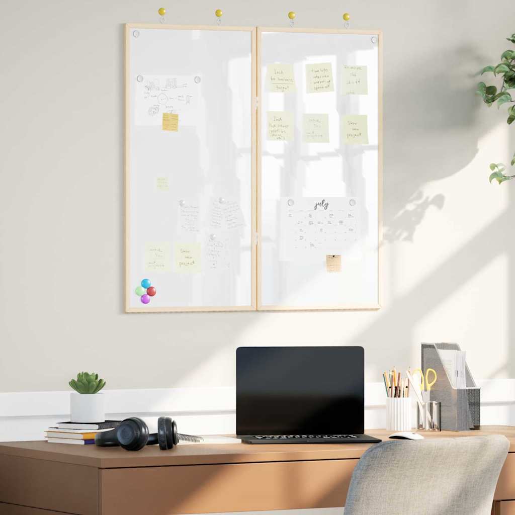 Compact Magnetic Whiteboard White  Solid pine wood - Home Dacor
