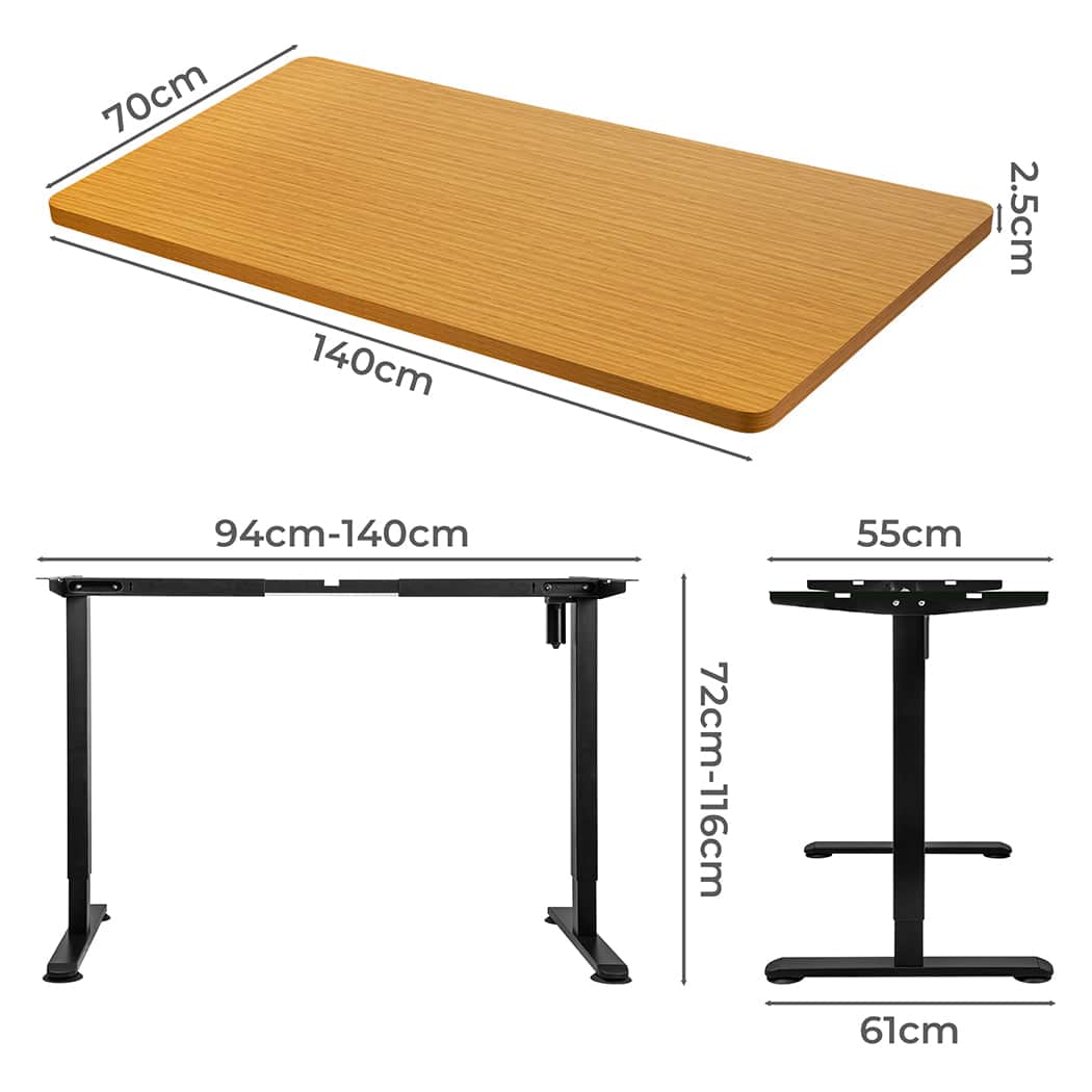 Compact Motorised Standing Desk Adjustable 140cm Natural 1000x 1MM