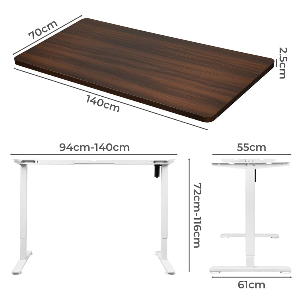 Compact Motorised Standing Desk Adjustable 140cm Walnut 1000x 1MM