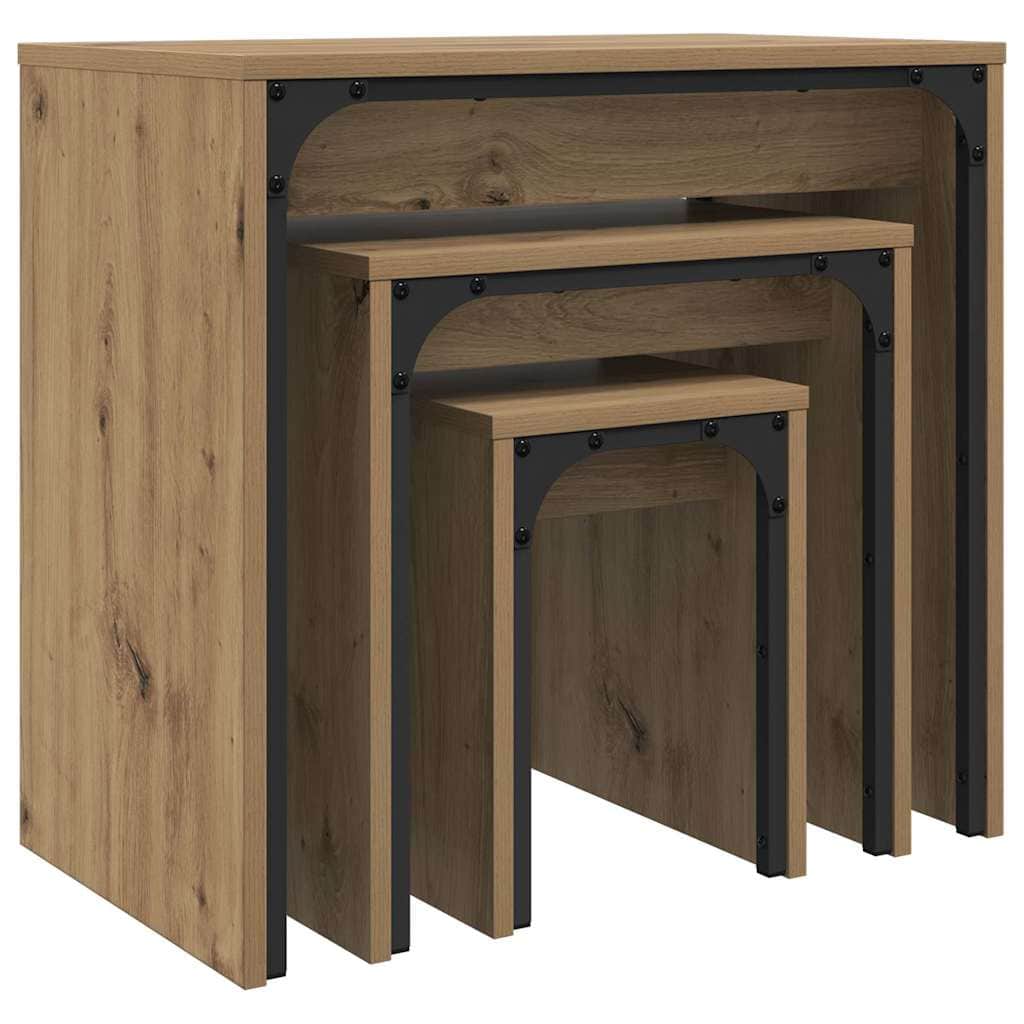 Compact Nesting Coffee Table 3 pcs Artisan oak - Durable
