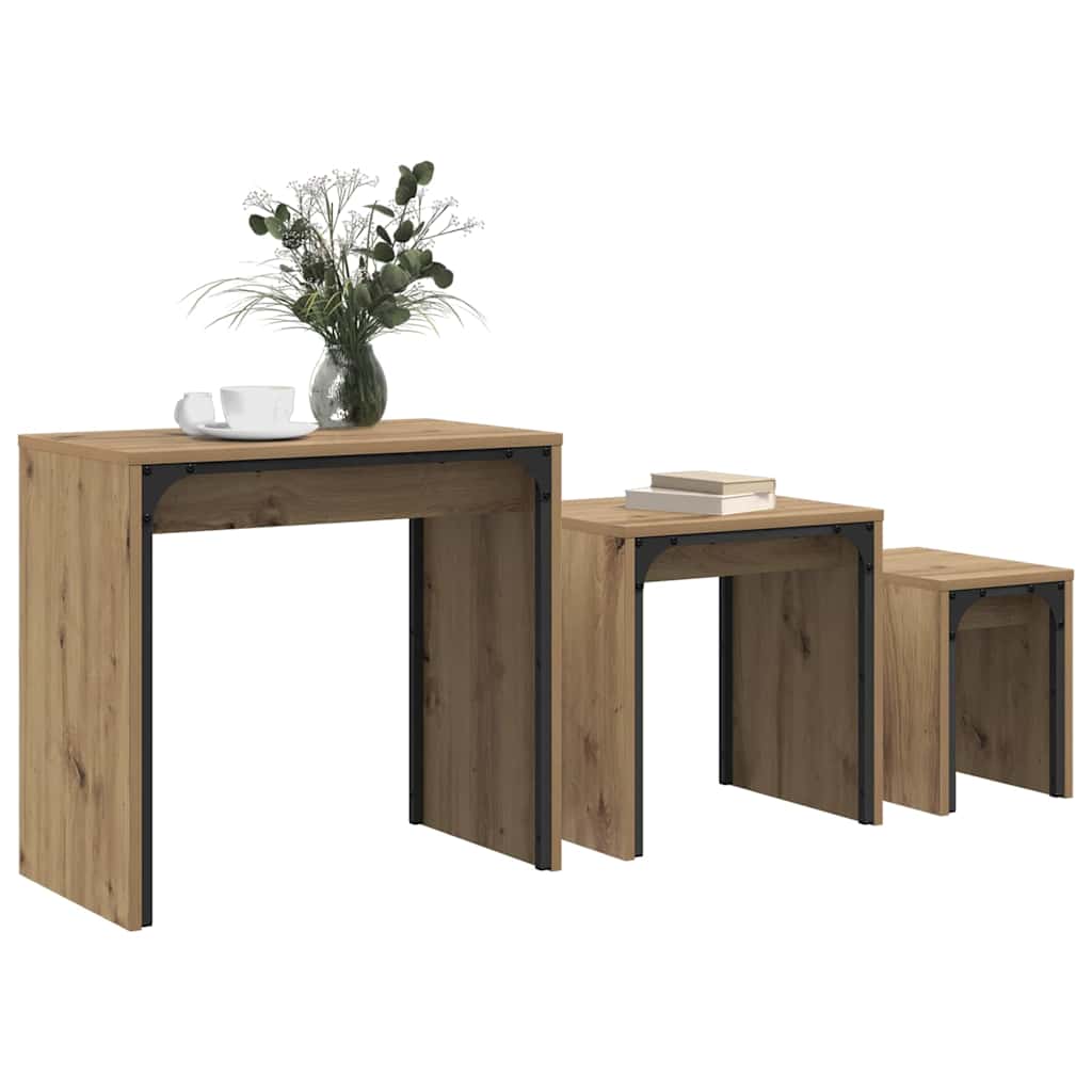 Compact Nesting Coffee Table 3 pcs Artisan oak - Durable