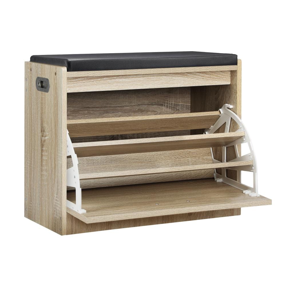 Compact Shoe Organizer Cupboard: Perfect for Small Spaces-Wooden\White