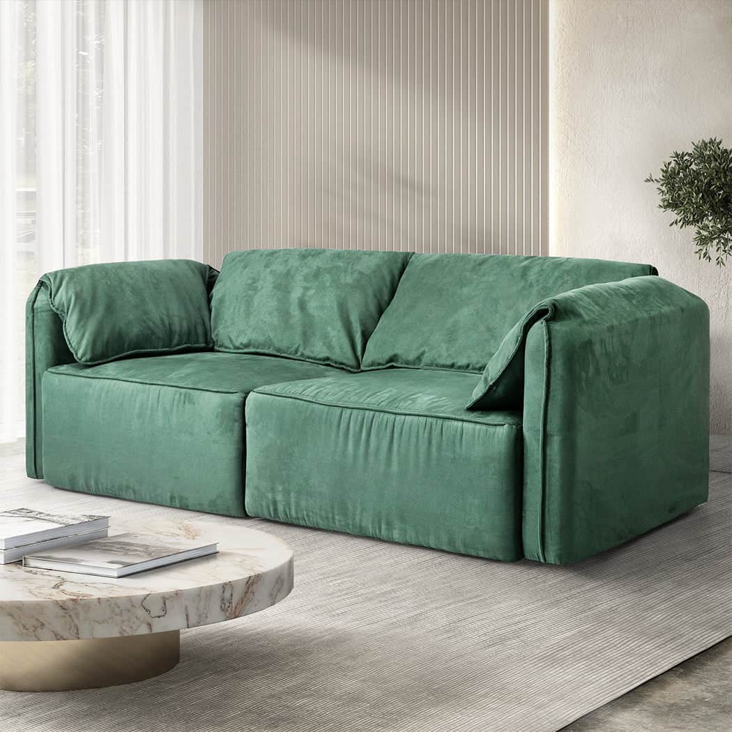 Compact Sofa Floor Couch 3-Seater Leathaire  Sleek Modern Look