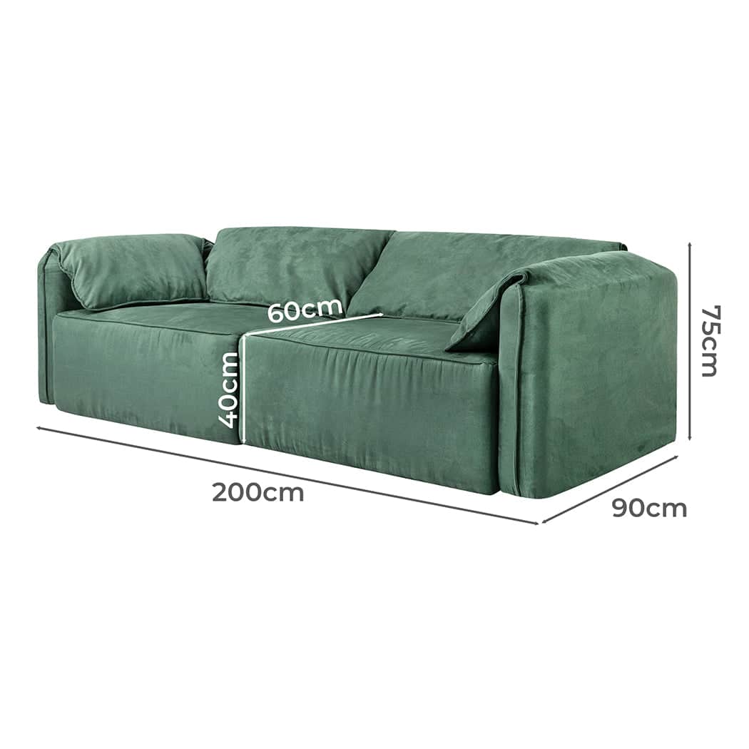 Compact Sofa Floor Couch 3-Seater Leathaire  Sleek Modern Look