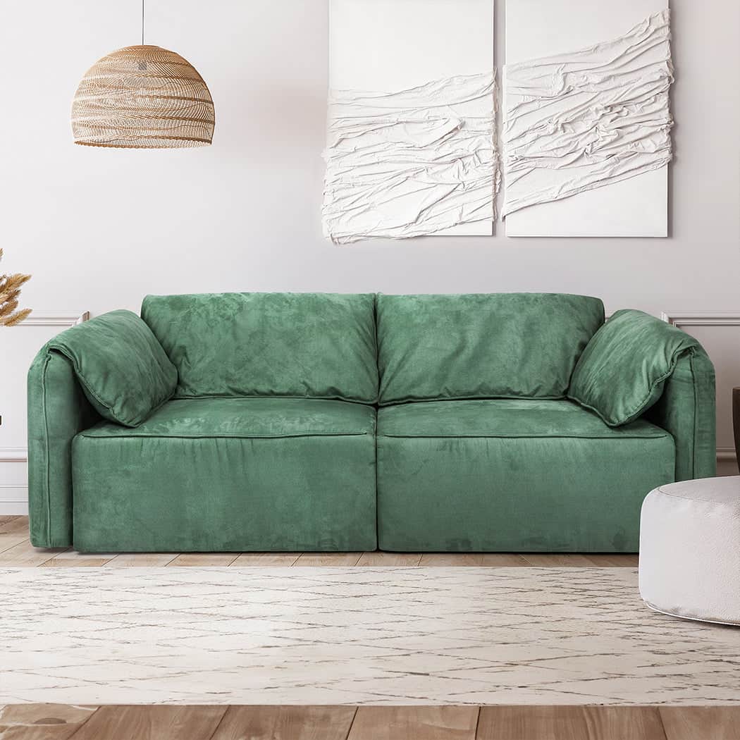 Compact Sofa Floor Couch 3-Seater Leathaire  Sleek Modern Look