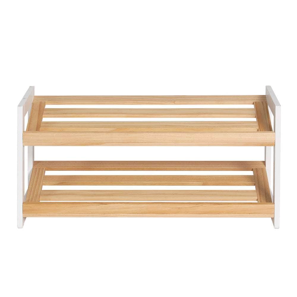 Compact White Shoe Rack - 2 Tier