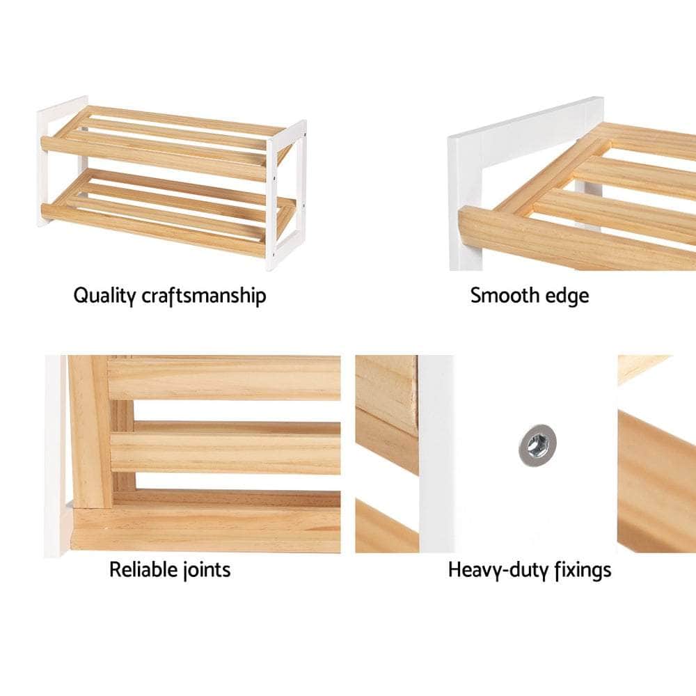 Compact White Shoe Rack - 2 Tier