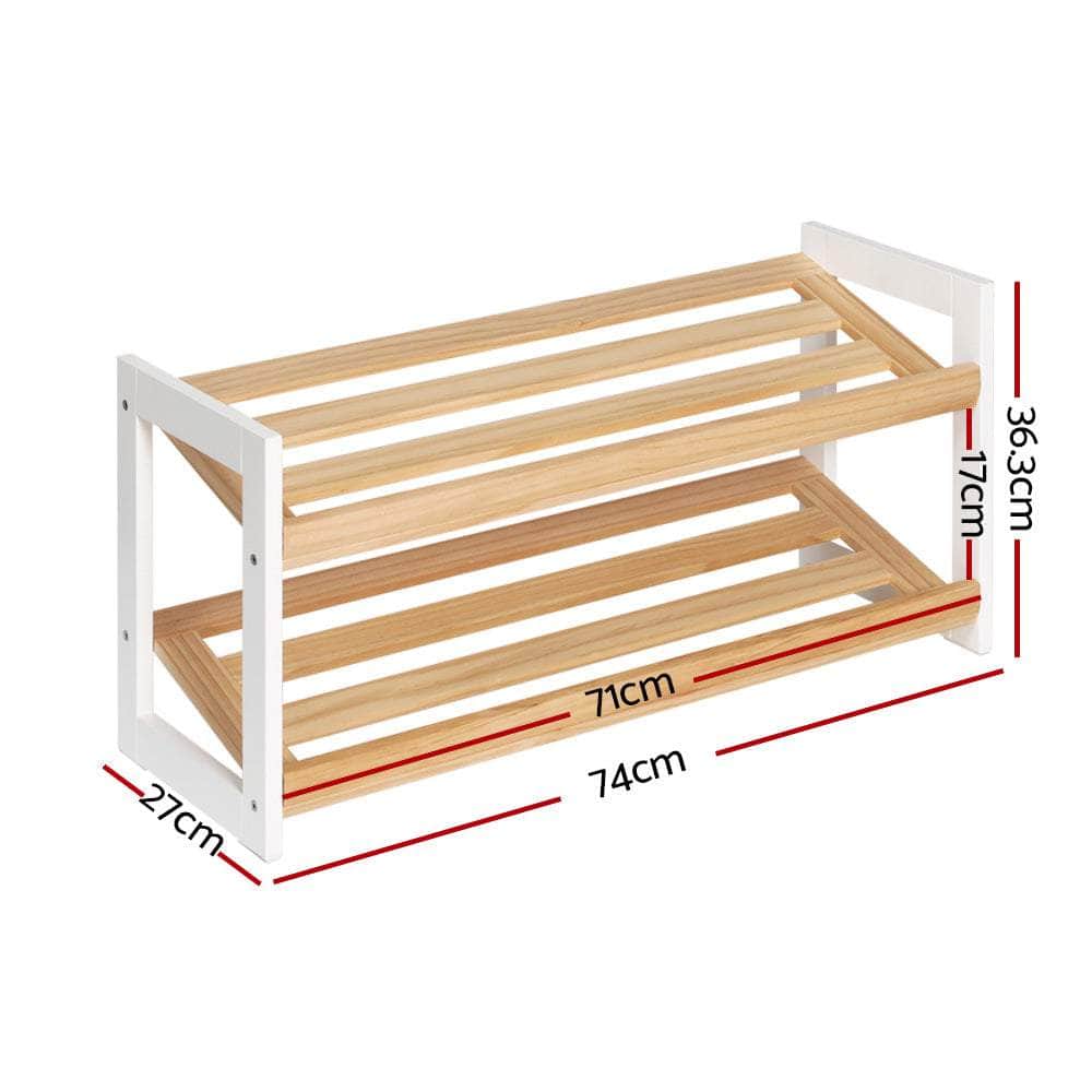 Compact White Shoe Rack - 2 Tier