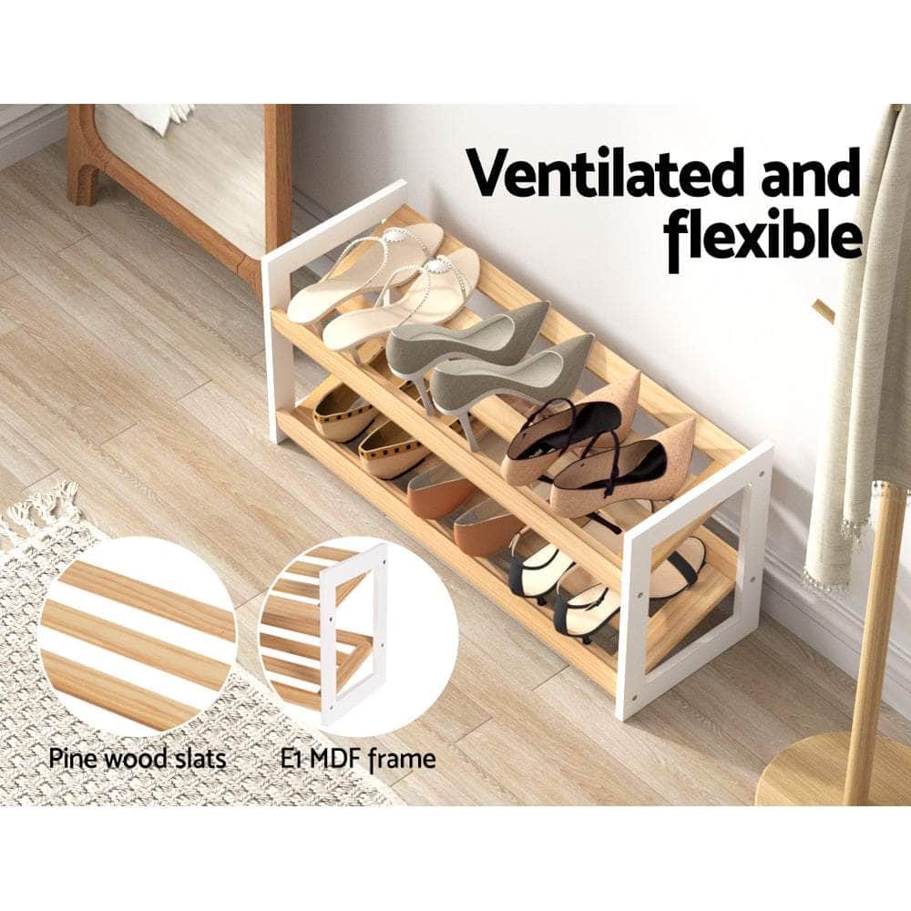 Compact White Shoe Rack - 2 Tier