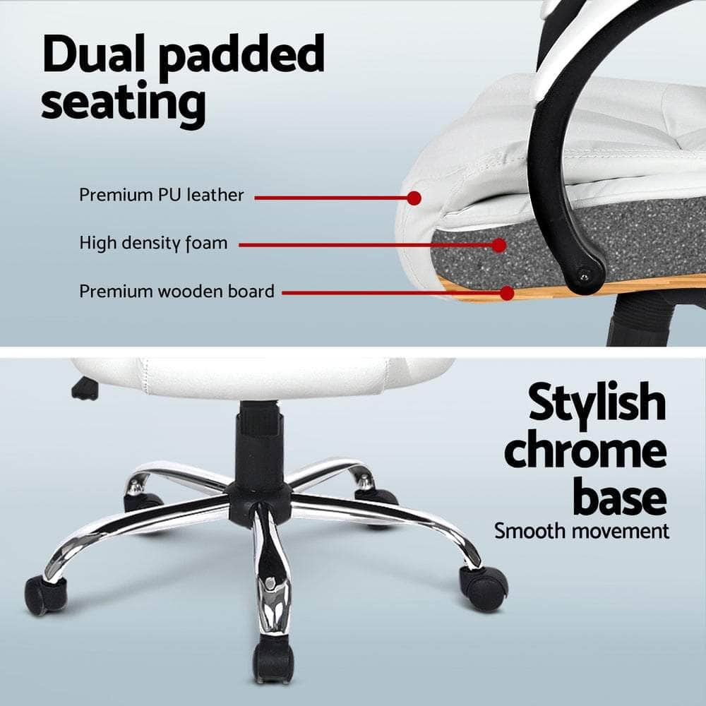 Computer Desk 120cm Executive Office Chair Set PU Leather High Back