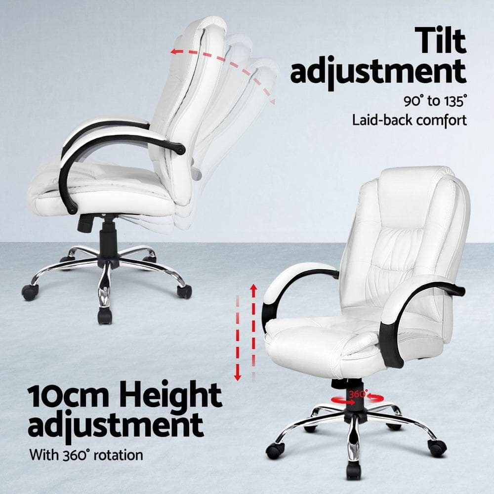 Computer Desk 120cm Executive Office Chair Set PU Leather High Back