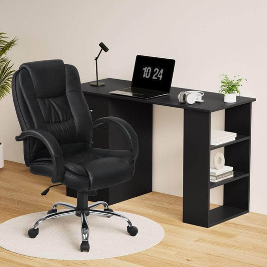 Computer Desk 120cm Executive Office Chair Set PU Leather High Back | 120Cm