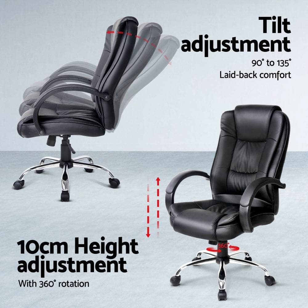 Computer Desk 120cm Executive Office Chair Set PU Leather High Back